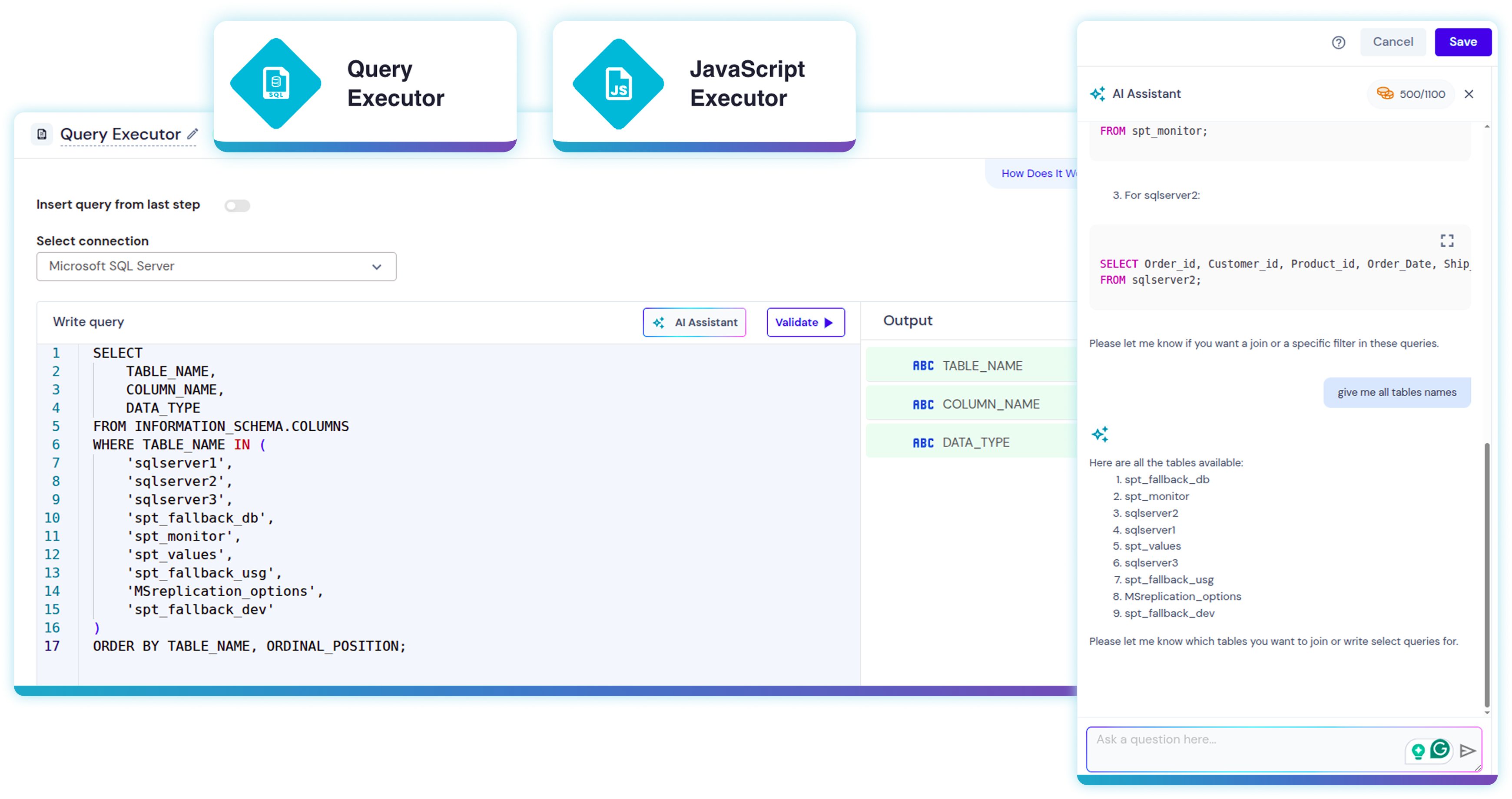 Lumenore Data Magnet custom SQL and JavaScript logic with AI assistance